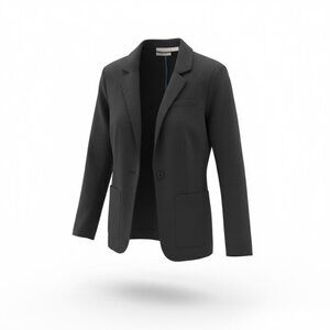 RD Style Black Open Front Drape Blazer Lightweight Casual Boyfriend Jacket M